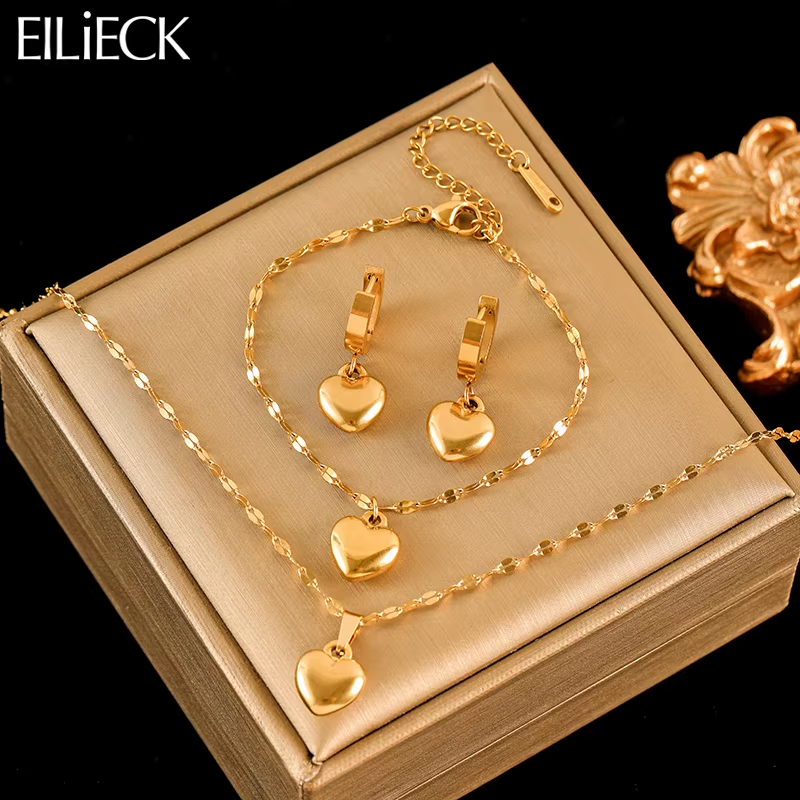 Heart Love Necklace Bracelets Earrings
