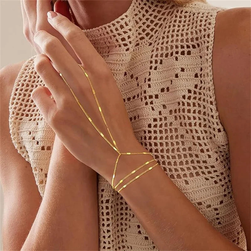 Connected Finger Ring Bracelets