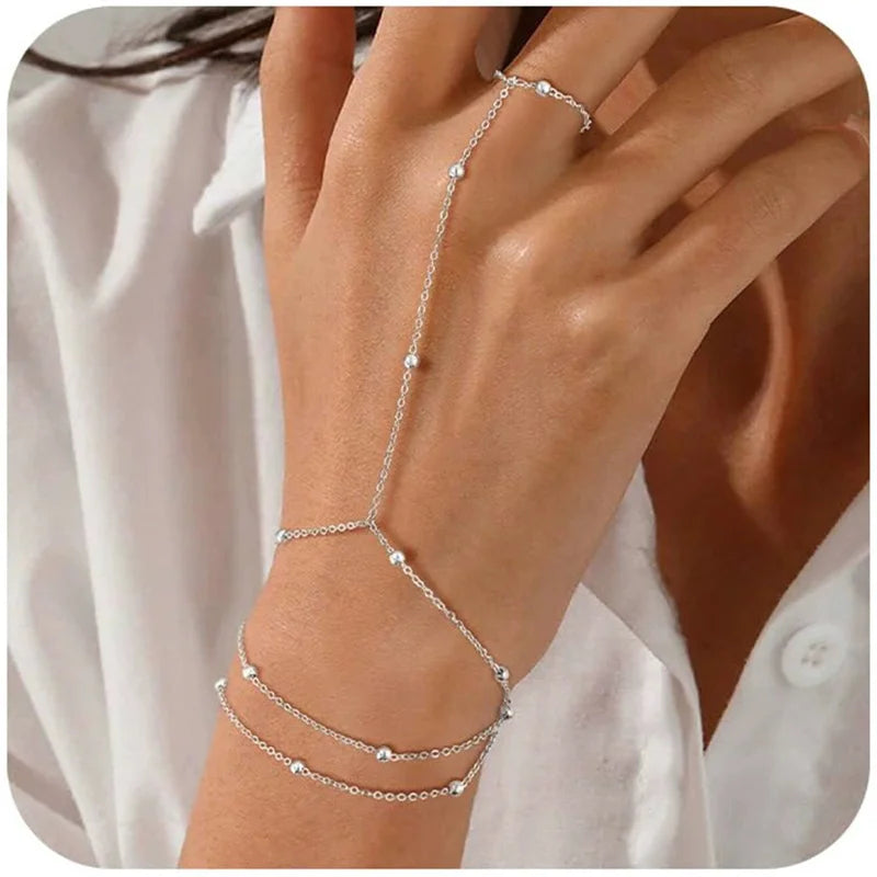 Connected Finger Ring Bracelets