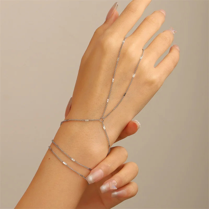 Connected Finger Ring Bracelets