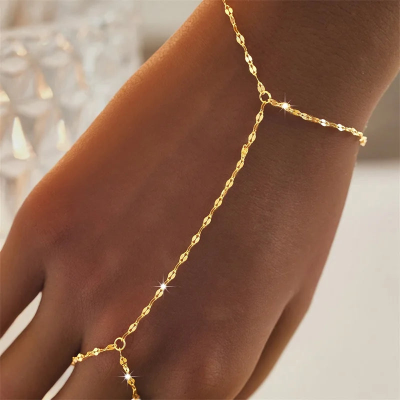 Connected Finger Ring Bracelets