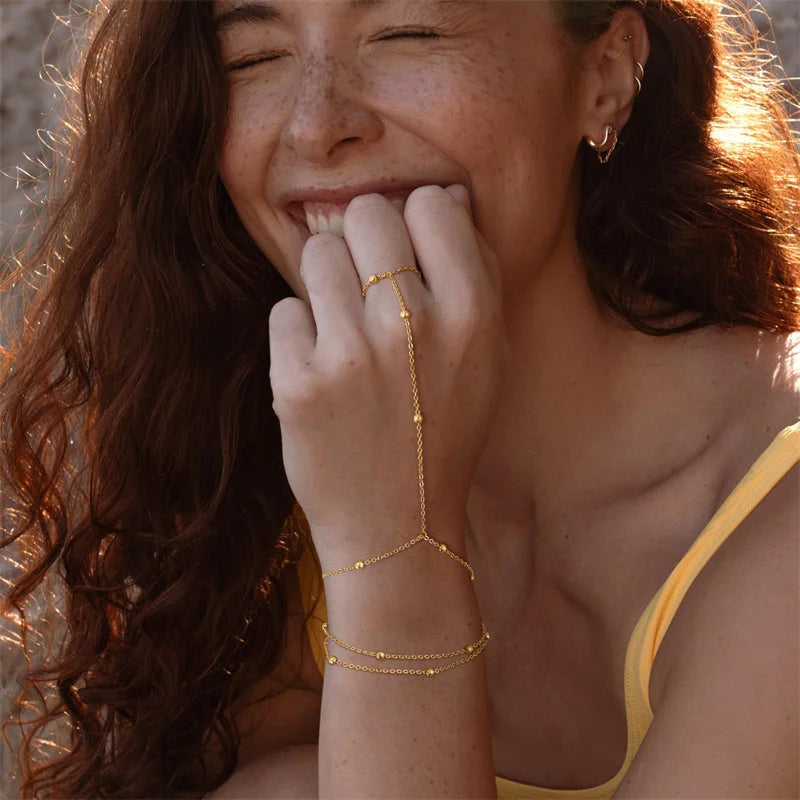 Connected Finger Ring Bracelets